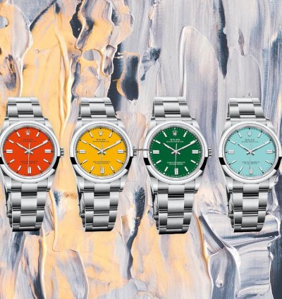 Rolex Oyster Perpetual 41 Collezione Completa Yellow Coral Green Tiffany 124300