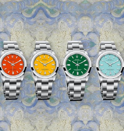 Rolex Oyster Perpetual 41 Collezione Completa Yellow Coral Green Tiffany 124300