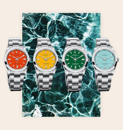 Rolex Oyster Perpetual 41 Collezione Completa Yellow Coral Green Tiffany 124300