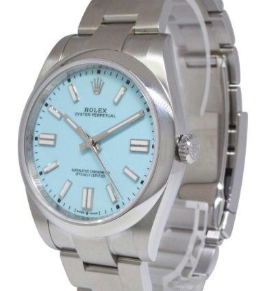 Rolex Oyster Perpetual 41 Steel Turquoise Dial Mens Watch Box Papers 21 124300