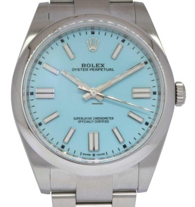 Rolex Oyster Perpetual 41 Steel Turquoise Dial Mens Watch Box Papers 21 124300