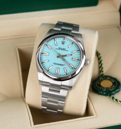 Rolex Oyster Perpetual 41 Turquoise Blue Dial 124300 Oyster Bracelet In Stock