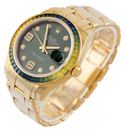 Rolex Pearlmaster Datejust 39 Yellow Gold 18k Baguette Diamonds Ref 86348sablv Full Set Unworn