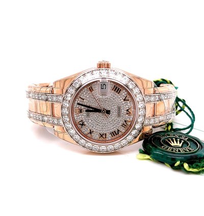 Rolex Pearlmaster Datejust Pearlmaster 34mm Everose Pave Dial Diamond Bracelet