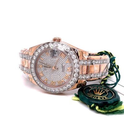Rolex Pearlmaster Datejust Pearlmaster 34mm Everose Pave Dial Diamond Bracelet
