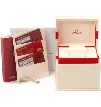 Omega De Ville Prestige Yellow Gold Mother Of Pearl Diamond Ladies Watch 424 55 33 20 55 005 Box Card
