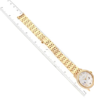 Omega De Ville Prestige Yellow Gold Mother Of Pearl Diamond Ladies Watch 424 55 33 20 55 005 Box Card