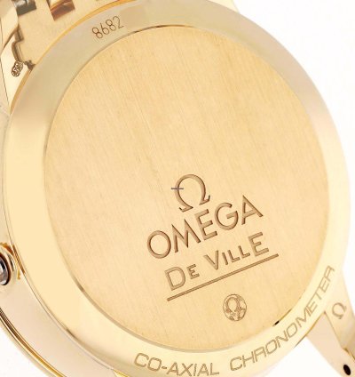Omega De Ville Prestige Yellow Gold Mother Of Pearl Diamond Ladies Watch 424 55 33 20 55 005 Box Card