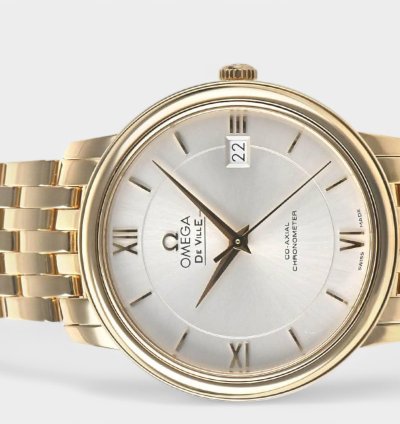 Omega De Ville Prestige Yellow Gold Silver Date 39 5mm Box Papers 424 50 37 20 02 002