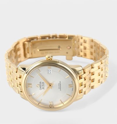 Omega De Ville Prestige Yellow Gold Silver Date 39 5mm Box Papers 424 50 37 20 02 002