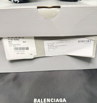 Balenciaga Men Runner Sneaker Black White Sz 12 Us 45 Eu