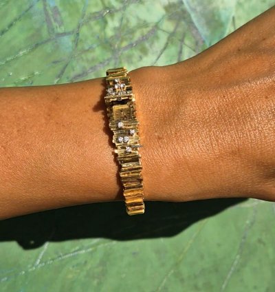 Omega Diamond-matchstick Secret Hidden Bracelet Duoplan Gilbert Albert For Ladies