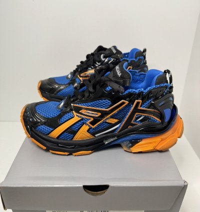 Balenciaga Men Runner Sneaker Orange Blue Sz 8 Us