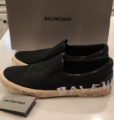 Balenciaga Paris Graffiti Distressed Slip-on