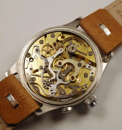 Omega Hausmann Staybrite Chronograph With Crown Return From 30s 40s Original Dial - Cronografo
