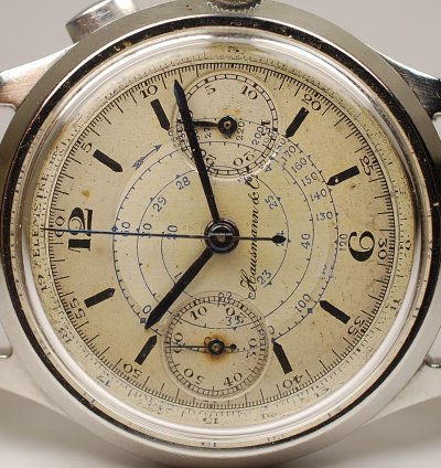 Omega Hausmann Staybrite Chronograph With Crown Return From 30s 40s Original Dial - Cronografo