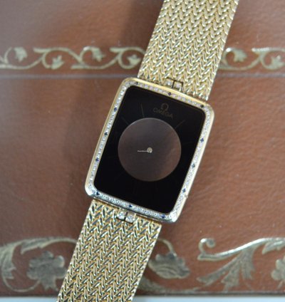 Omega La Magique Scarface The Phantom 18k Yellow Gold Diamond Blue Sapphire Bezel