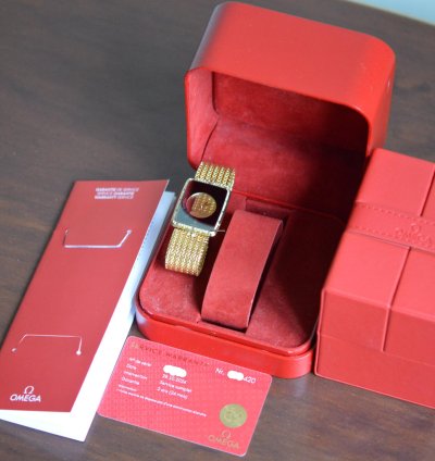 Omega La Magique Scarface The Phantom 18k Yellow Gold Diamond Blue Sapphire Bezel