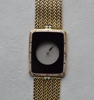 Omega La Magique Scarface The Phantom 18k Yellow Gold Diamond Blue Sapphire Bezel