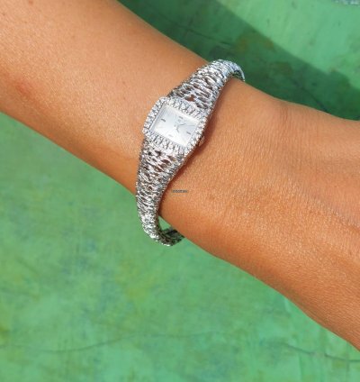 Omega Ladies Gilbert Albert 28 Diamonds Naturalistic Design Rare Frisson Or