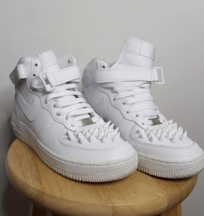 Air Force 1 Custom High Top - White Spikes - 7 Youth P10007
