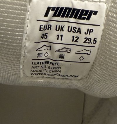 Balenciaga Runner Sneaker Beige White 45