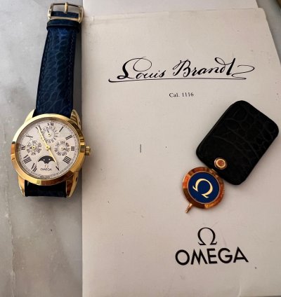 Omega Louis Brandt Calendario Perpetuo Garanzia Cinturino Correttore Originali Uniproprietario