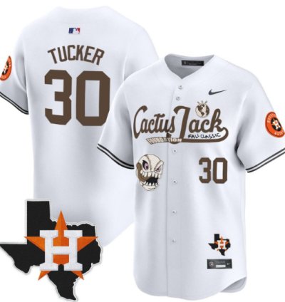 Kyle Tucker 30 Houston Astros Cactus Jack Foundation Fall Classic Limited Jersey White