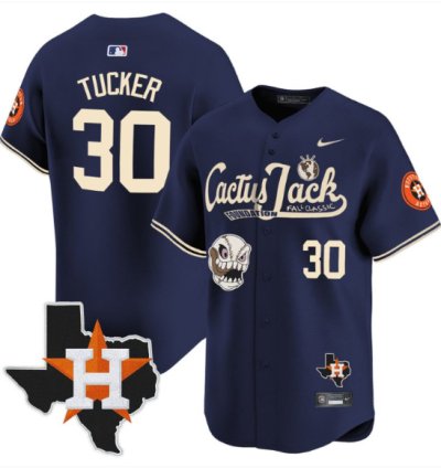 Kyle Tucker 30 Houston Astros Cactus Jack Foundation Fall Classic Limited Jersey Navy