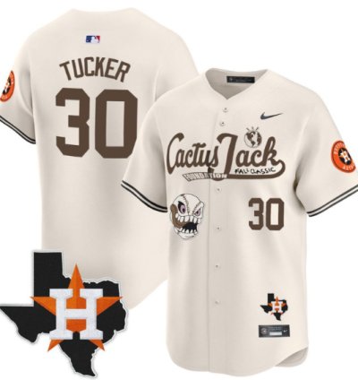 Kyle Tucker 30 Houston Astros Cactus Jack Foundation Fall Classic Limited Jersey Cream