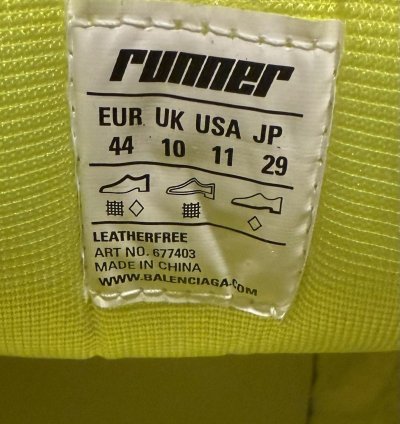 Balenciaga Runner Sneaker Yellow 44