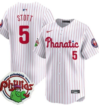 Bryson Stott Jersey 5 Phillies Phanatic Patch Vapor Premier Limited Stitched White Pinstripe