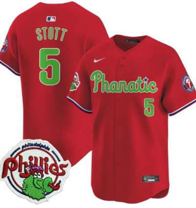 Bryson Stott Jersey 5 Phillies Phanatic Patch Vapor Premier Limited Stitched Red