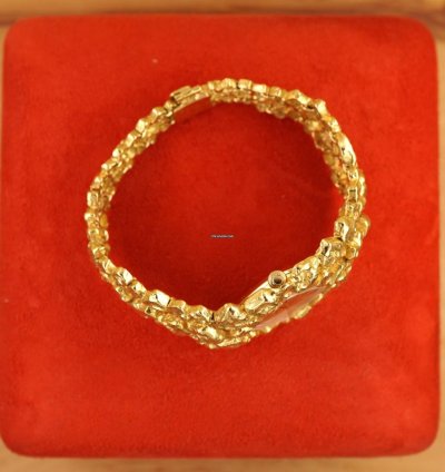 Omega Nugget Gilbert Albert Pave Or Asymmetric Naturalistic Ladies-bracelet Rare