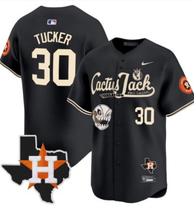 Kyle Tucker 30 Houston Astros Cactus Jack Foundation Fall Classic Black Limited Jersey