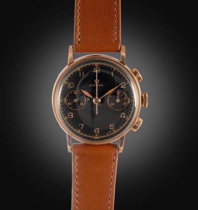 Omega Rare 1940s Chronograph 33 3 Black Glossy Radium Dia