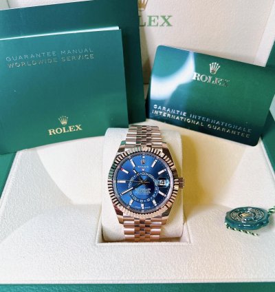 Rolex Sky-dweller 2024 New Sky-dweller Everose Gold Blue Green Jubilee