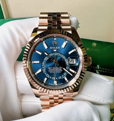 Rolex Sky-dweller 2024 New Sky-dweller Everose Gold Blue Green Jubilee