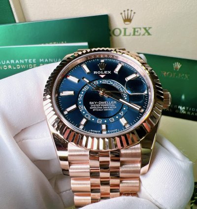 Rolex Sky-dweller 2024 New Sky-dweller Everose Gold Blue Green Jubilee