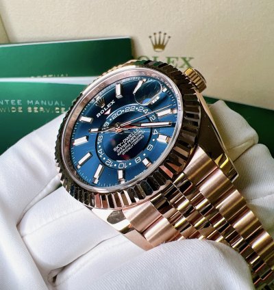 Rolex Sky-dweller 2024 New Sky-dweller Everose Gold Blue Green Jubilee