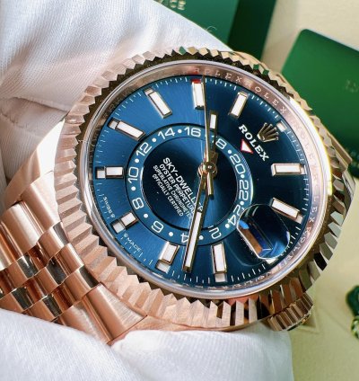 Rolex Sky-dweller 2024 New Sky-dweller Everose Gold Blue Green Jubilee