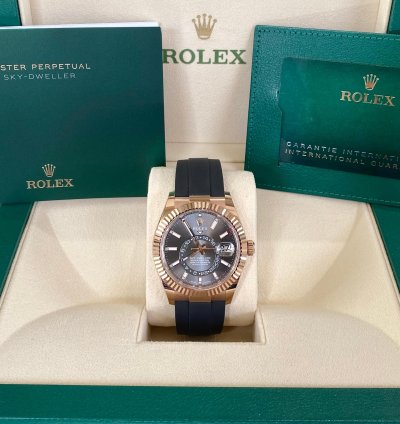 Rolex Sky-dweller 18ct Rose Gold Rhodium Dial 2021