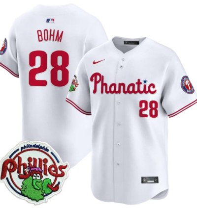 Alec Bohm Jersey 28 Phillies Phanatic Patch Vapor Premier Limited Stitched White