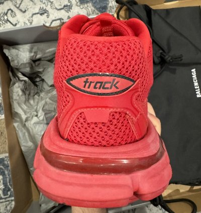 Balenciaga Track 3 Distressed Sneaker Red