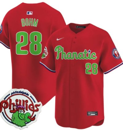 Alec Bohm Jersey 28 Phillies Phanatic Patch Vapor Premier Limited Stitched Red