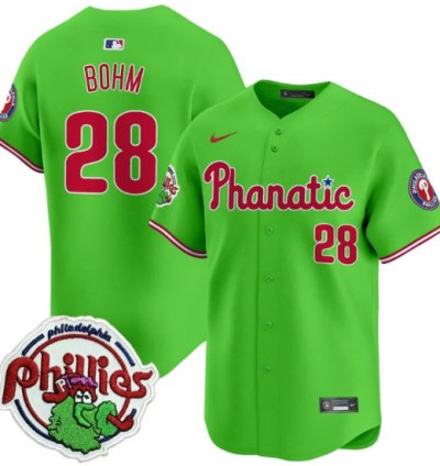 Alec Bohm Jersey 28 Phillies Phanatic Patch Vapor Premier Limited Stitched Green