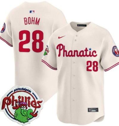 Alec Bohm Jersey 28 Phillies Phanatic Patch Vapor Premier Limited Stitched Cream
