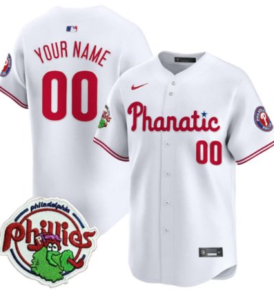 Custom Phillies Jersey Phanatic Patch Vapor Premier Limited Stitched White