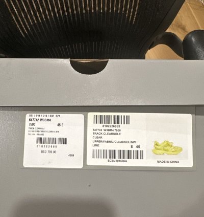 Balenciaga Track Clearsole Yellow Bnwt