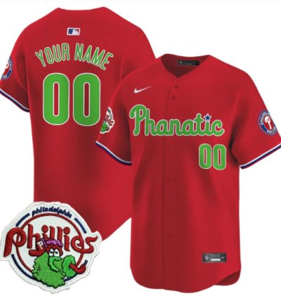 Custom Phillies Jersey Phanatic Patch Vapor Premier Limited Stitched Red